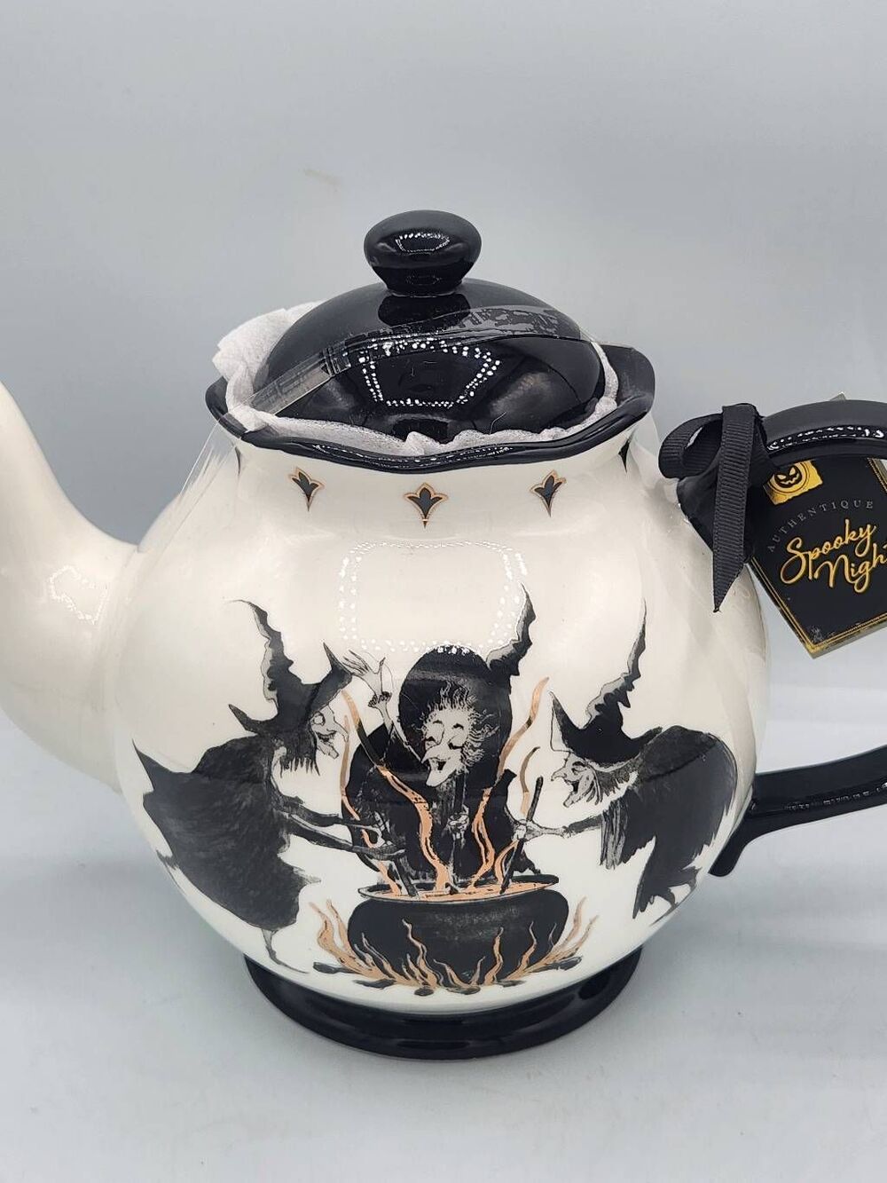 Pottery studio spooky night Halloween witches teapot